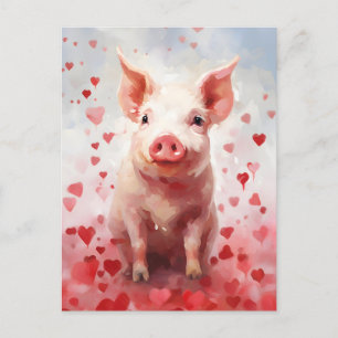 Pig-Valentinstag Postkarte