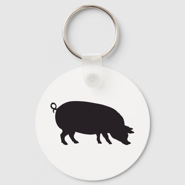 Pig Vintage Holzgravur Schlüsselanhänger (Vorderseite)