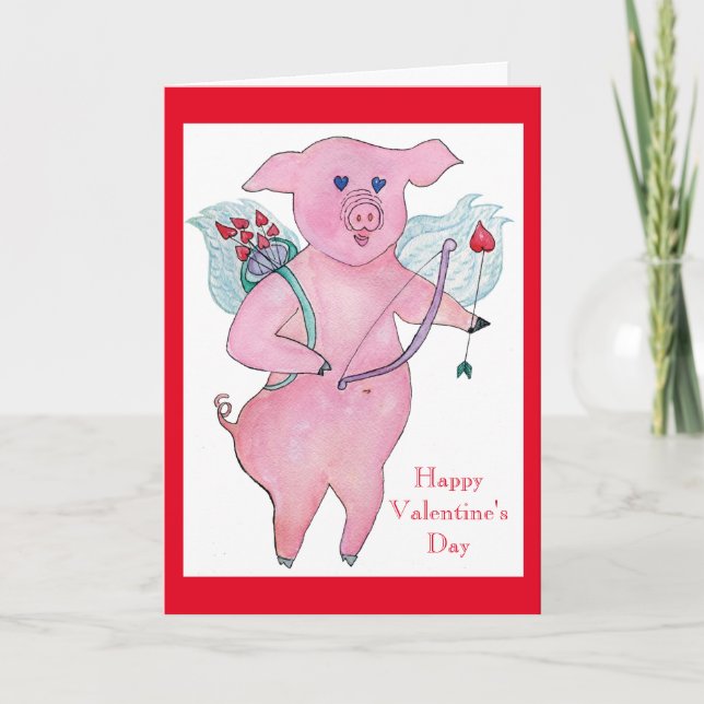 Pig volant, carte Valentine de porc (Devant)