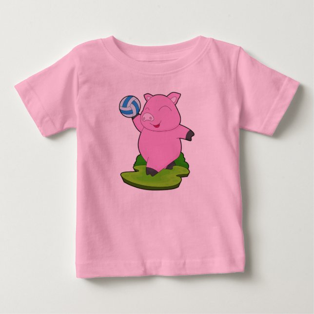 Pig Volleyball-Spieler Volleyball Baby T-shirt (Vorderseite)