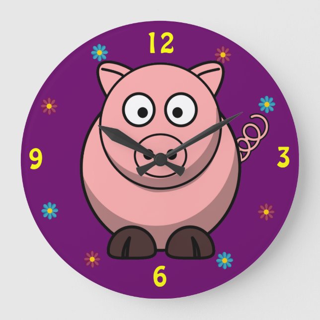 Pig Wall Clock Große Wanduhr (Vorderseite)