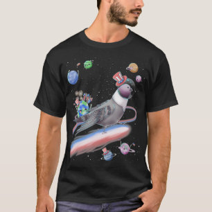 Pigeon 4. Juli USA American Flag Space Party T-Shirt