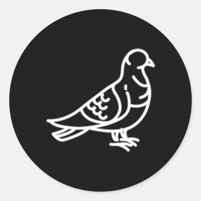 Pigeon Bird Abzeichen Patch Line Icon Kontur Runder Aufkleber (Vorderseite)