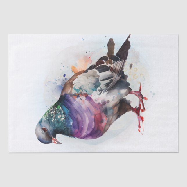 Pigeon Bird Watercolor Seidenpapier (Vorderseite)