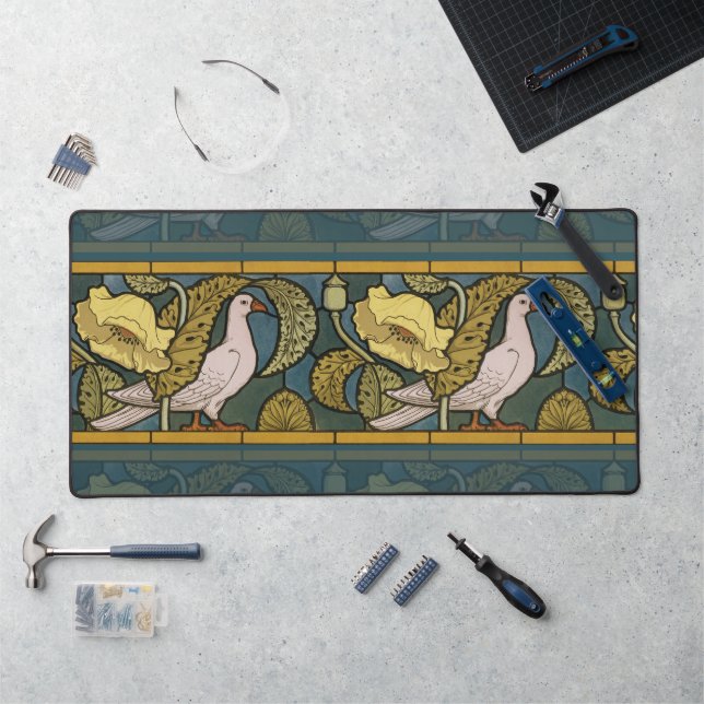 Pigeon Blue Yellow Fish Art Nouveau (Poste de travail)