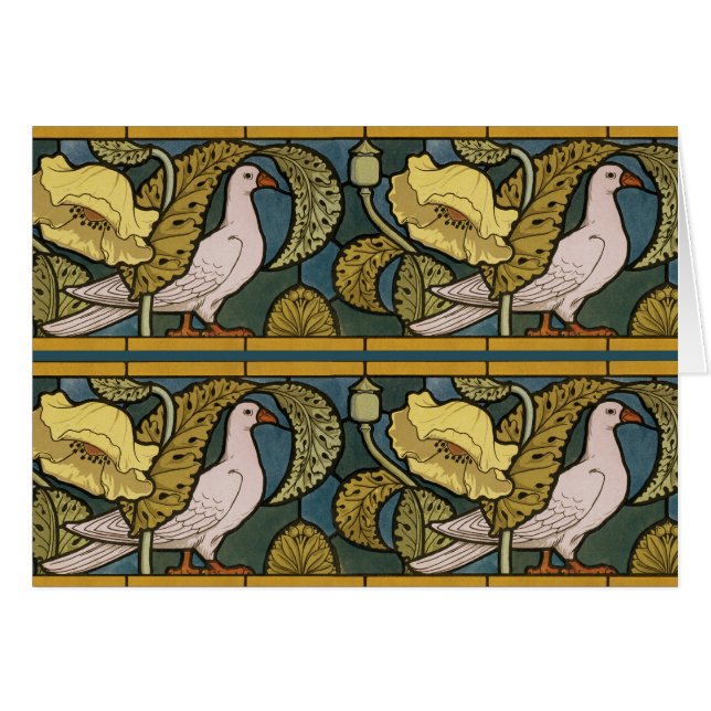 Pigeon Blue Yellow Fish Art Nouveau (Vorderseite (Horizontal))