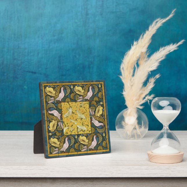 Pigeon Blue Yellow Fish Art Nouveau Fotoplatte (InSitu)