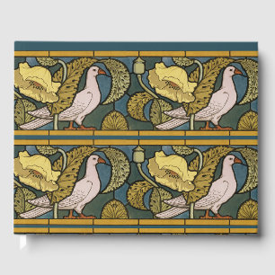 Pigeon Blue Yellow Fish Art Nouveau Gästebuch