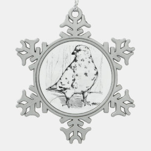 Pigeon Mondain 1978 Schneeflocken Zinn-Ornament
