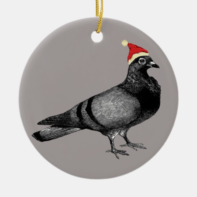 pigeon noël céramique décoration d'arbre gris (Devant)