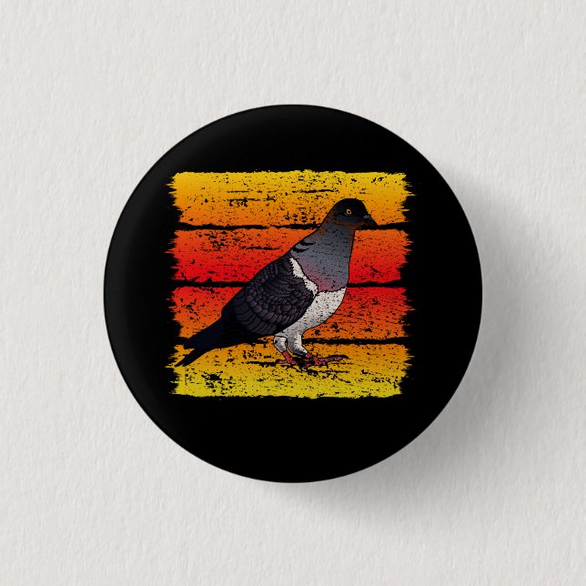 Pigeon Retro Vintag Button (Vorderseite)