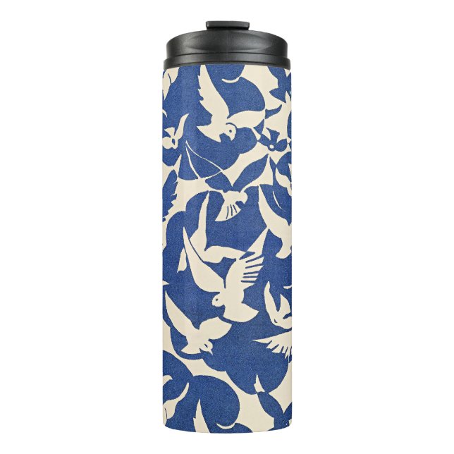 Pigeons in White and Blue Thermosbecher (Vorderseite)