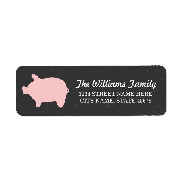 Piggie de tableau noir / Étiquettes de adresse ros (Devant)