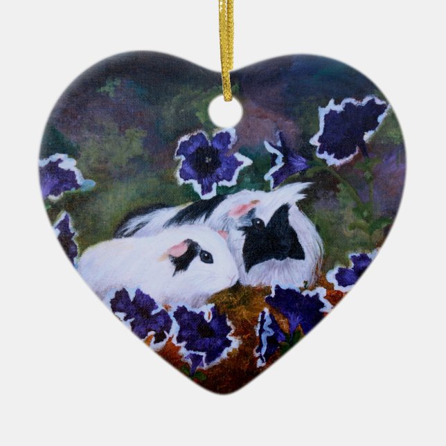 Piggies im Garten Keramik Ornament (Vorne)