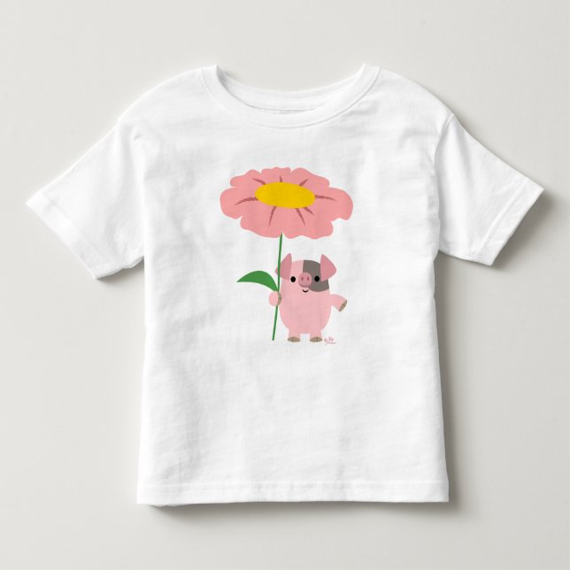 Piggy avec un cadeau (rose) enfant T-shirt (Devant)