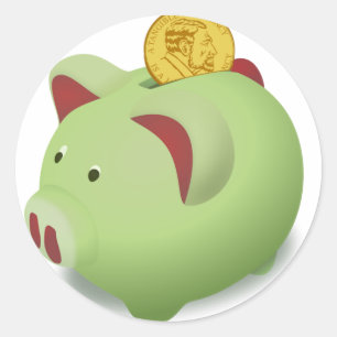 Piggy Bank-Aufkleber Runder Aufkleber