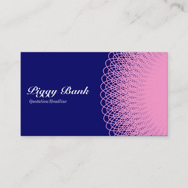 Piggy Bank - Pink on Navy Blue 00066 Visitenkarte (Vorderseite)