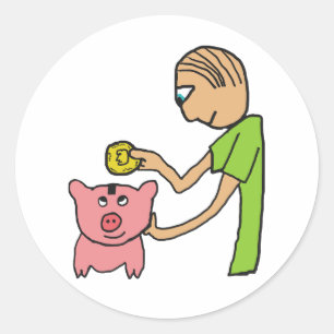 Piggy Bank Runder Aufkleber