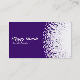 Piggy Bank - White on Deep Lila 330066 Visitenkarte
