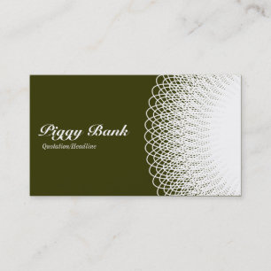 Piggy Bank - White on Deep Olive 333300 Visitenkarte