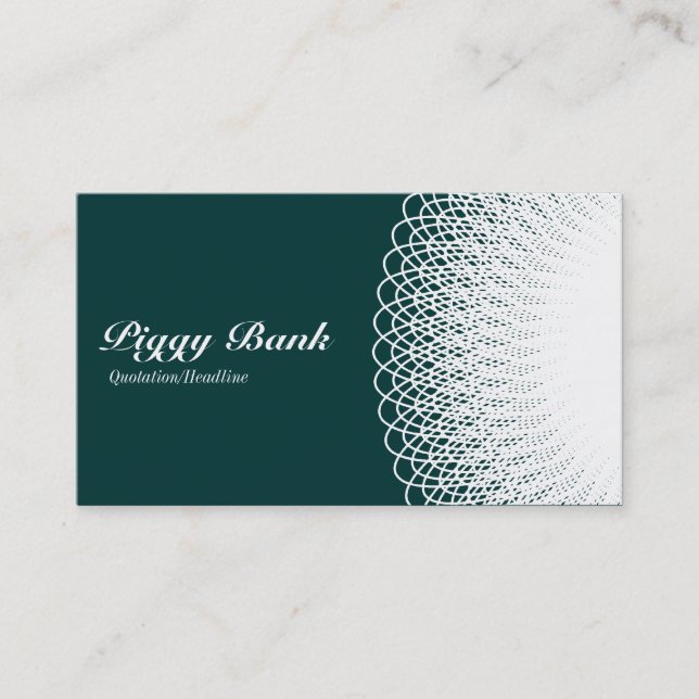 Piggy Bank - White on Green 003333 Visitenkarte (Vorderseite)