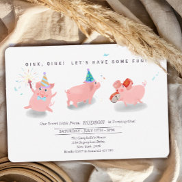 Piggy Birthday Invitation, Farm This Little Piggy  Einladung