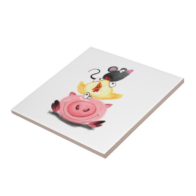Piggy Chick et souris amis Carreaux céramiques amu (Côté)
