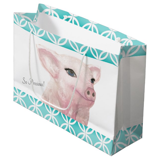 Piggy Geschenk-Tasche "so wertvoll " Große Geschenktüte (Vorderseite Schrägansicht)