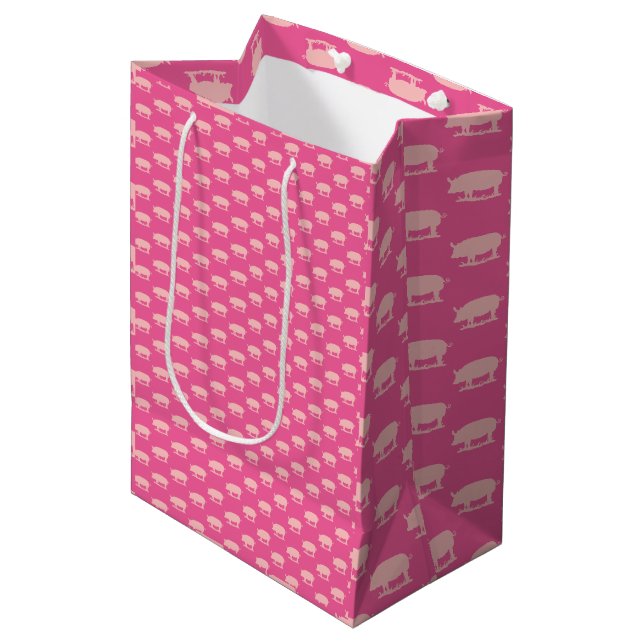 Piggy Lite Pink Wrapping Paper Mittlere Geschenktüte (Vorderseite Schrägansicht)