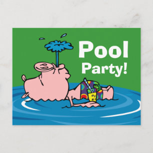 Piggy Pool-Party-personalisierte Postkarte