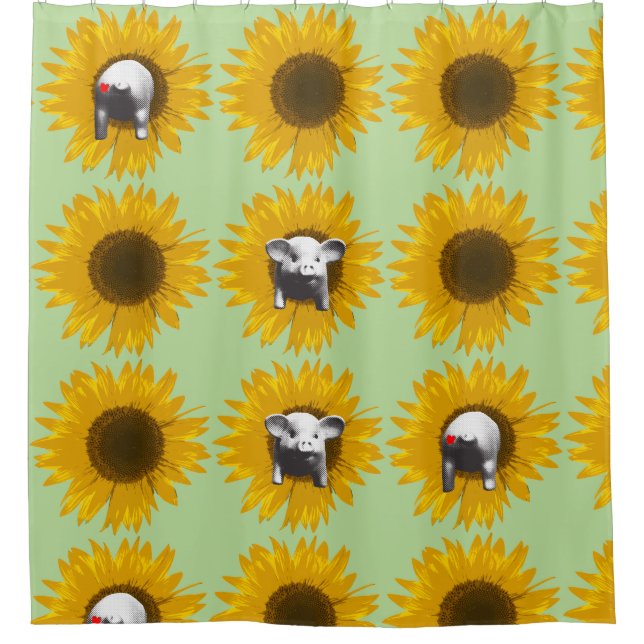 Piggy Sunflower Duschvorhang (Vorderseite)