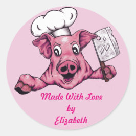 Piggy The Hamicide Maniac Funny Koch Pig Art Runder Aufkleber