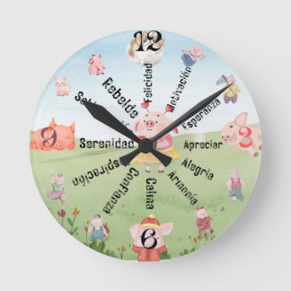 Piggy Wanduhr mit motivierend Spanischschreibern