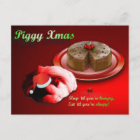 Piggy Xmas Postkarte