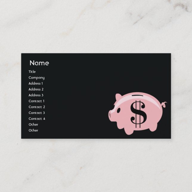Piggybank - Geschäft Visitenkarte (Vorderseite)