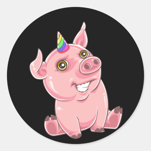 Piggycorn Rainbow Funny Pig Unicorn Runder Aufkleber (Vorderseite)