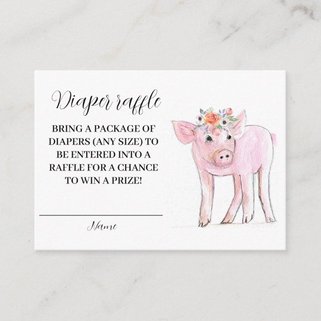 Piglet Farm Animal Diaper Raffle Baby Dusche Begleitkarte (Vorderseite)
