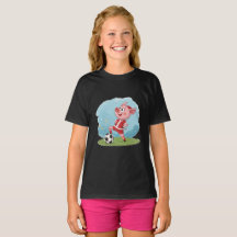 Piglet in Christmas costume and soccer ball