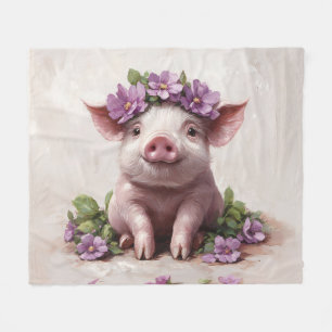 Piglet in einer Lila Blume Fleecedecke