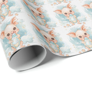 Piglet Niedlich Baby Pastell Wasserfarbmuster Geschenkpapier