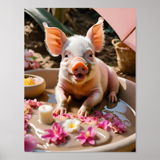 Piglet Pampere, Spaß im Badezimmer Kunst, Geschenk Poster (Vorne)