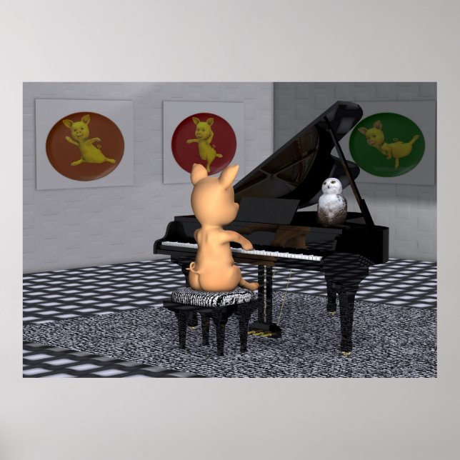 Piglet Playing Piano Poster (Vorne)