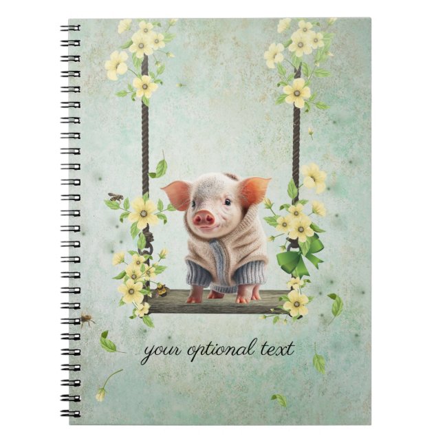 Piglet Swinging Blume Vine Notebook Notizblock (Vorderseite)