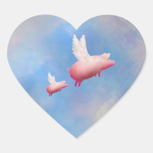 Piglet volant avec sa mère autocollant