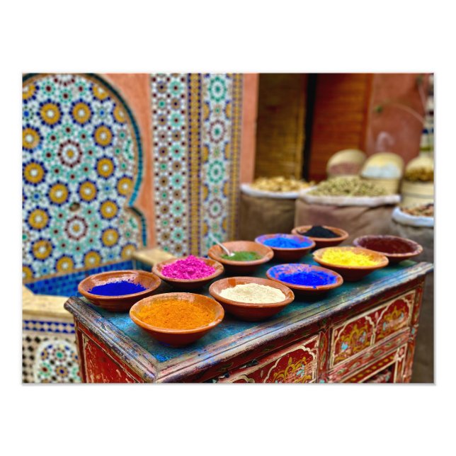 Pigmente zum Verkauf in der Medina - Marrakesch Fotodruck (Vorne)