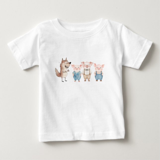 Pigs and Bad Wolf cartoon Baby T-shirt (Vorderseite)