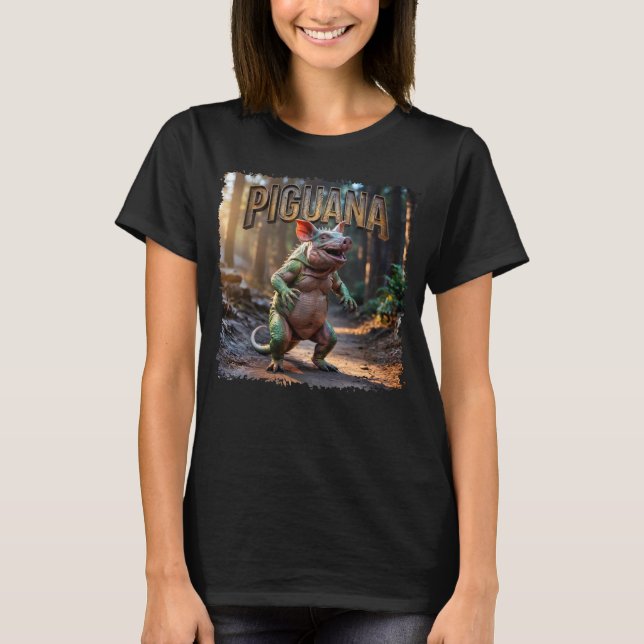Piguana Fotografisch Combo Kreatur Witzig T-Shirt (Vorderseite)