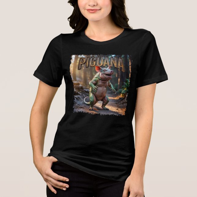 Piguana Fotografisch Combo Kreatur Witzig Tri-Blend Shirt (Vorderseite)