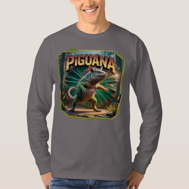 Piguana Illustration Combo Creature Funny T-Shirt (Vorderseite)