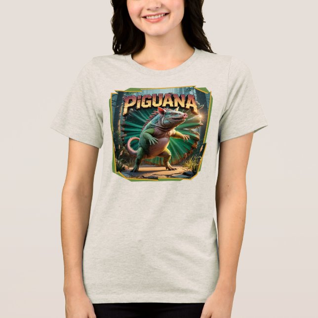 Piguana Illustration Combo Creature Funny Tri-Blend Shirt (Vorderseite)